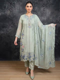 AURELIA — Celestial Embroidered Chiffon 3-Piece Ensemble