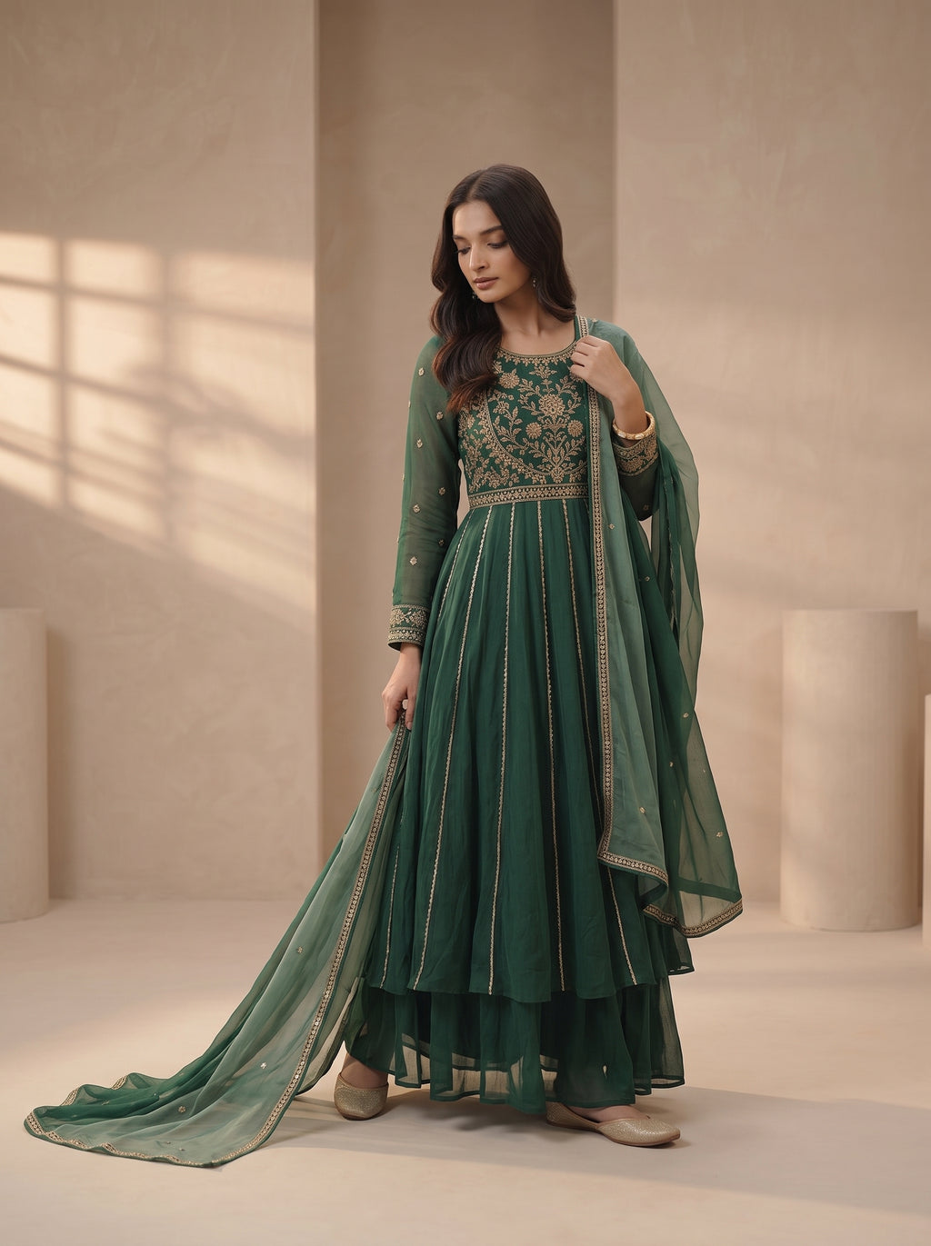 Emerald Royale – Embroidered Anarkali Suit Set